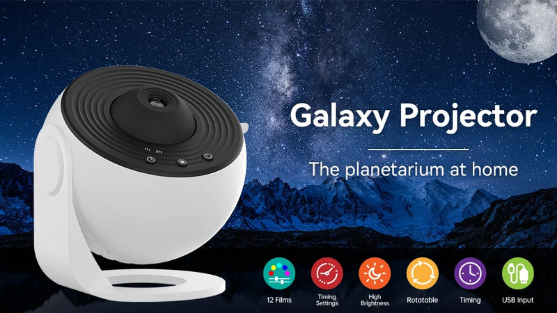 Luz noturna Galáxia projetor Céu estrelado projetor 360 ° girar lâmpada Planetário para quarto de Crianças ou Adultos.