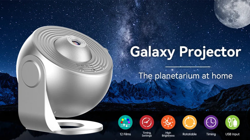 Luz noturna Galáxia projetor Céu estrelado projetor 360 ° girar lâmpada Planetário para quarto de Crianças ou Adultos.