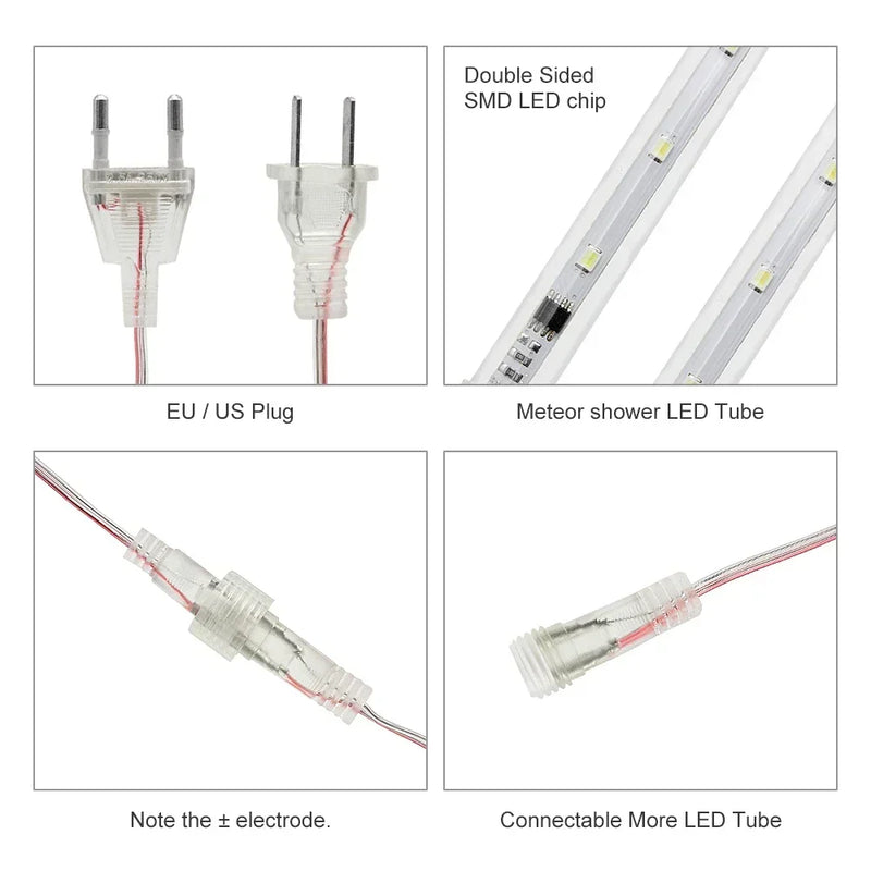 Luzes de led a prova d'agua, chuva de meteoros.
  30cm/50cm