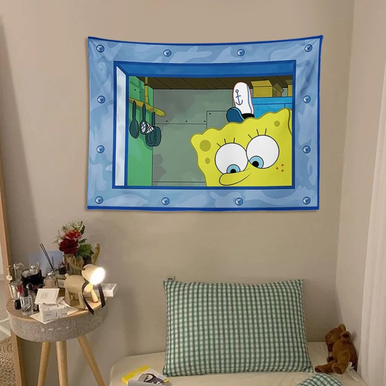 Pano de suspensão do Bob Esponja.
 Decoração de parede do quarto Pano de fundo fofo e engraçado.