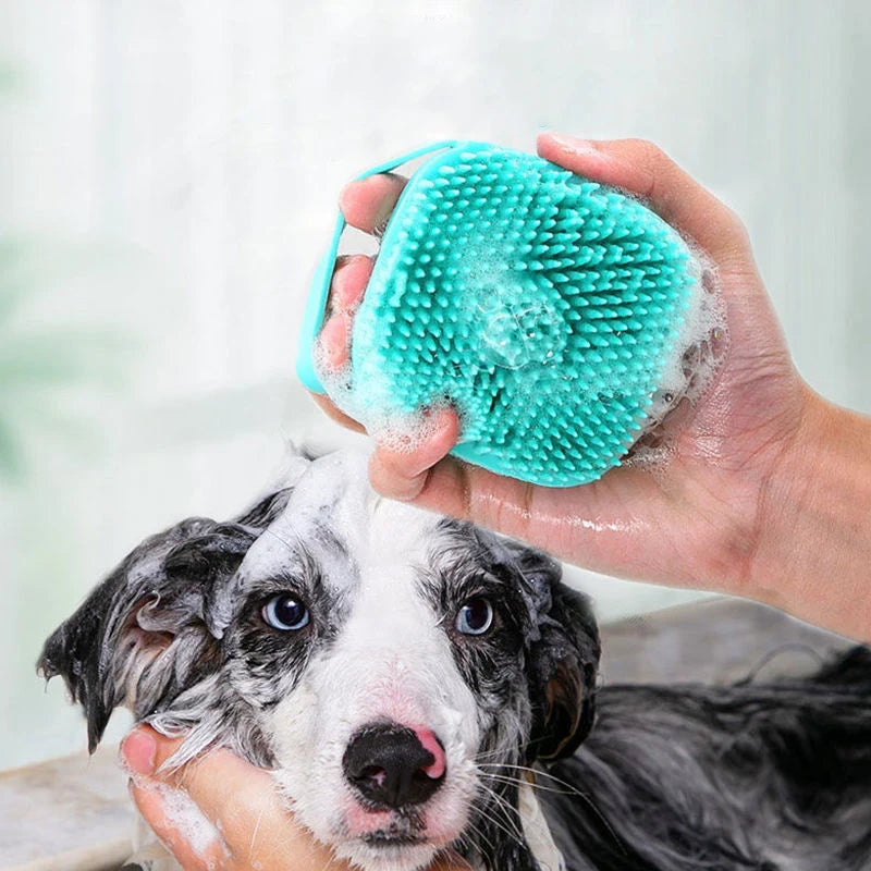 Escova de banho para Animais de estimação, Silicone macio, Massageador, Gel de banho.